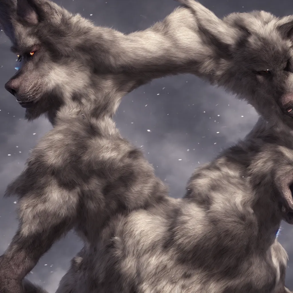 Image similar to a handsome werewolf seductive fursona, digital art, redshift render, hyperrealistic, ray - tracing photographed with canon