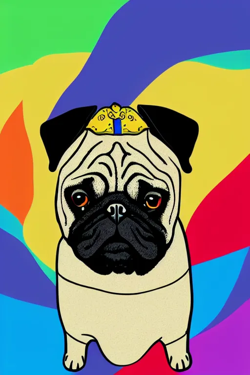 Image similar to Portrait of a pug as the pope, medieval, sticker, colorful, illustration, highly detailed, simple, smooth and clean vector curves, no jagged lines, vector art, smooth