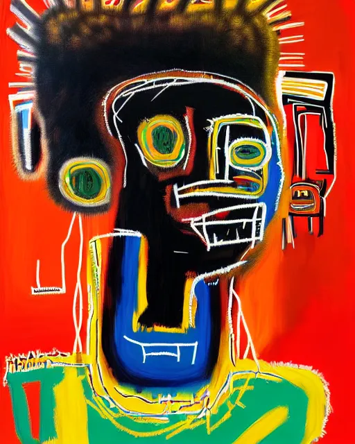 Image similar to A extremely ultra highly detailed majestic hi-res beautiful immaculate head and shoulders award winning painting stunning portrait masterpiece of the face of a strong black african man by Jean-Michel Basquiat, 8k, high textures, ultra hyper sharp, insanely detailed and intricate, super detailed, 8k HDR ultra high quality