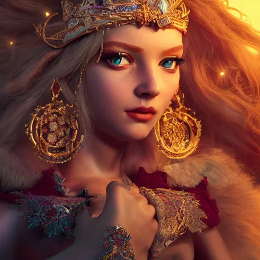 Prompt: wonderful princess with fair skin, ornate 8 k gorgeous intricate detailed, accent lighting, dramatic light, octane render