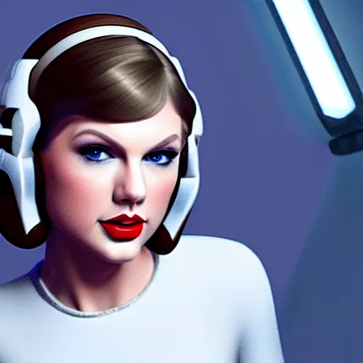 Image similar to Portrait of Taylor Swift as Princess Leia in Star Wars, professional digital painting, smooth, sharp focus, Unreal Engine 5, 8K