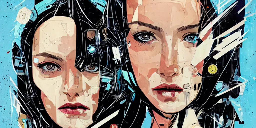 Image similar to a portrait of a single female android, by MARVEL comics and Sandra Chevrier