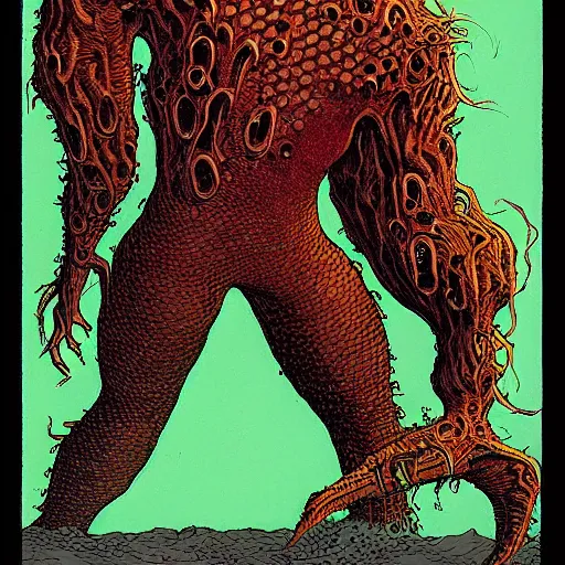 Prompt: A terrifying monster by Moebius