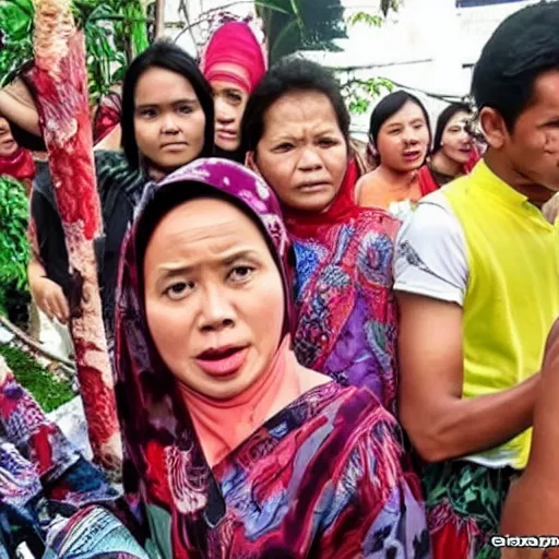 Image similar to gambar yang sangat realistis difoto oleh andreas darwis triadi, berjudul'senyuman seorang wanita pedagang mengunyah kunir di malioboro'