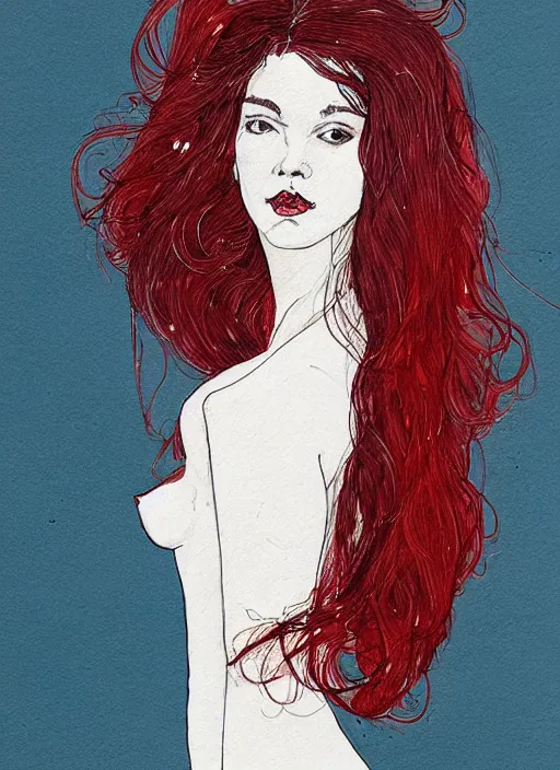 Image similar to a portrait of amber by kaethe butcher and moebius