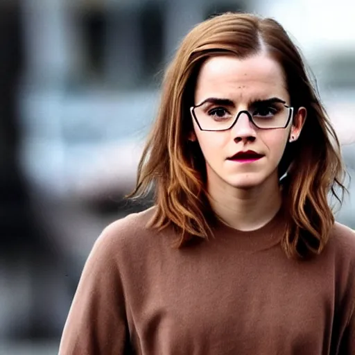 Image similar to emma watson with 4 eyes, 4 ears, 2 mouths