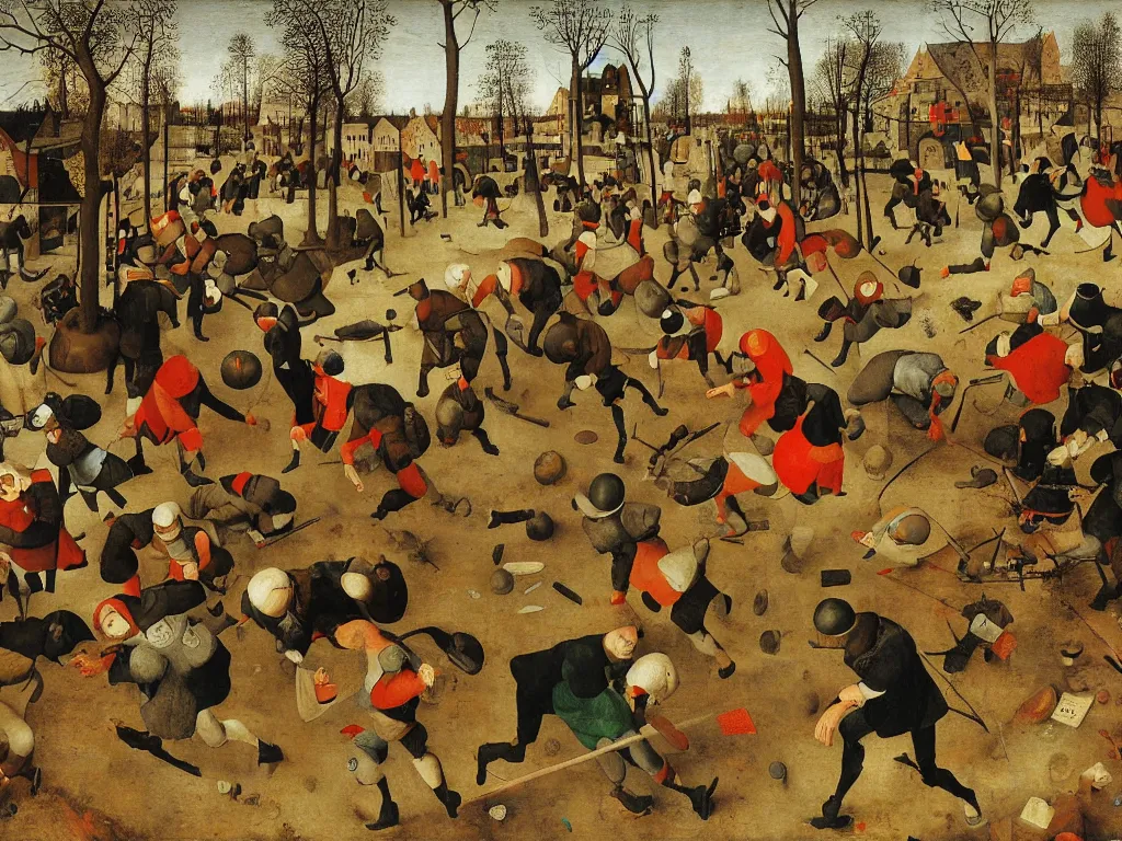 Image similar to PS1 third person game by Pieter Bruegel the Elder