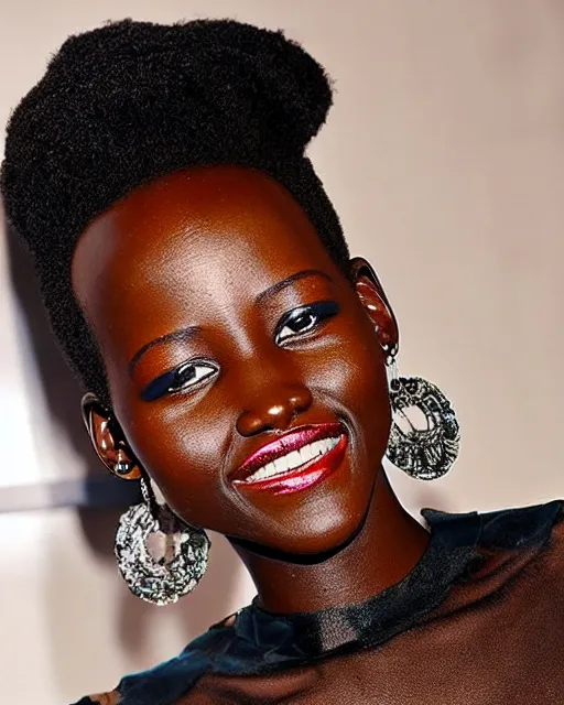 Prompt: a mixture of lupita nyongo and tilda swinton