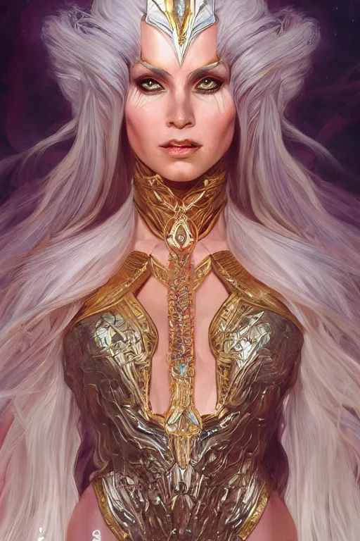 Image similar to ultra realistic illustration, the sorceress from masters of the universe, sci - fi, fantasy, intricate, elegant, highly detailed, digital painting, artstation, concept art, smooth, sharp focus, illustration, art by artgerm and alphonse mucha