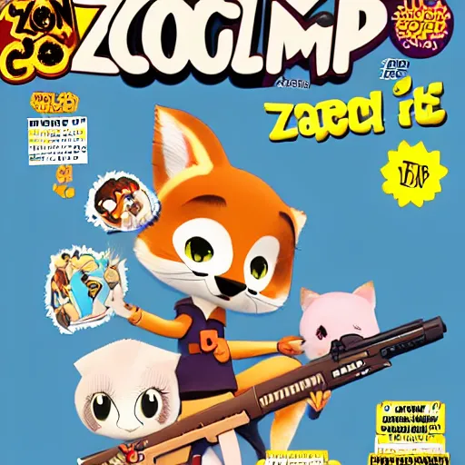 Image similar to 7 0's comic magazine cover of a female furry mini cute style, maple story and zootopia, maple story gun girl, fox from league of legends chibi, soft shade, soft lighting