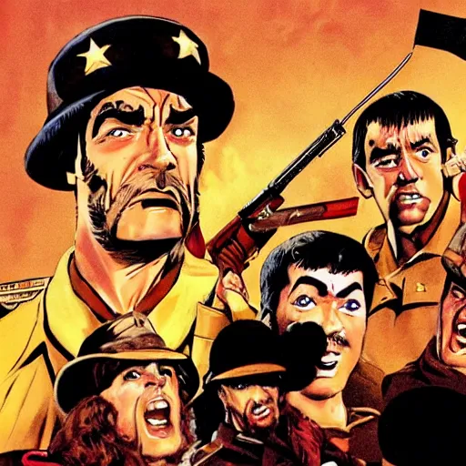 Image similar to scene from hogan's heroes in the style of lupin the third