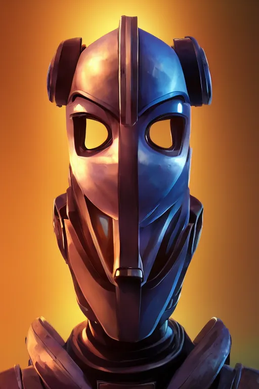 Image similar to epic mask helmet robot ninja portrait stylized as fornite style game design fanart by concept artist gervasio canda, behance hd by jesper ejsing, by rhads, makoto shinkai and lois van baarle, ilya kuvshinov, rossdraws global illumination radiating a glowing aura global illumination ray tracing hdr render in unreal engine 5