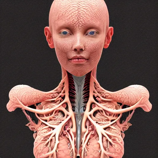 Prompt: high quality photo of a young beautiful female queen-coral-dragon-cyborg bust with a very long neck and Mandelbrot fractal face, Mandelbrot fractal skin, flesh, anatomical, facial muscles, veins, arteries, elegant, highly detailed, flesh highly baroque ornate, hair are wired cables, elegant, high fashion, rim light, octane render, in the style of Lindsay Adler, Realistic, Refined, Digital Art, Highly Detailed, Cinematic Lighting, rim light, black and white, photo-realistic, 8K