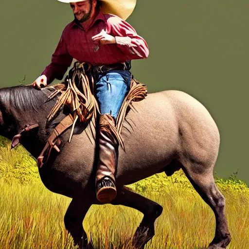 Image similar to a cowboy riding a tardigrade