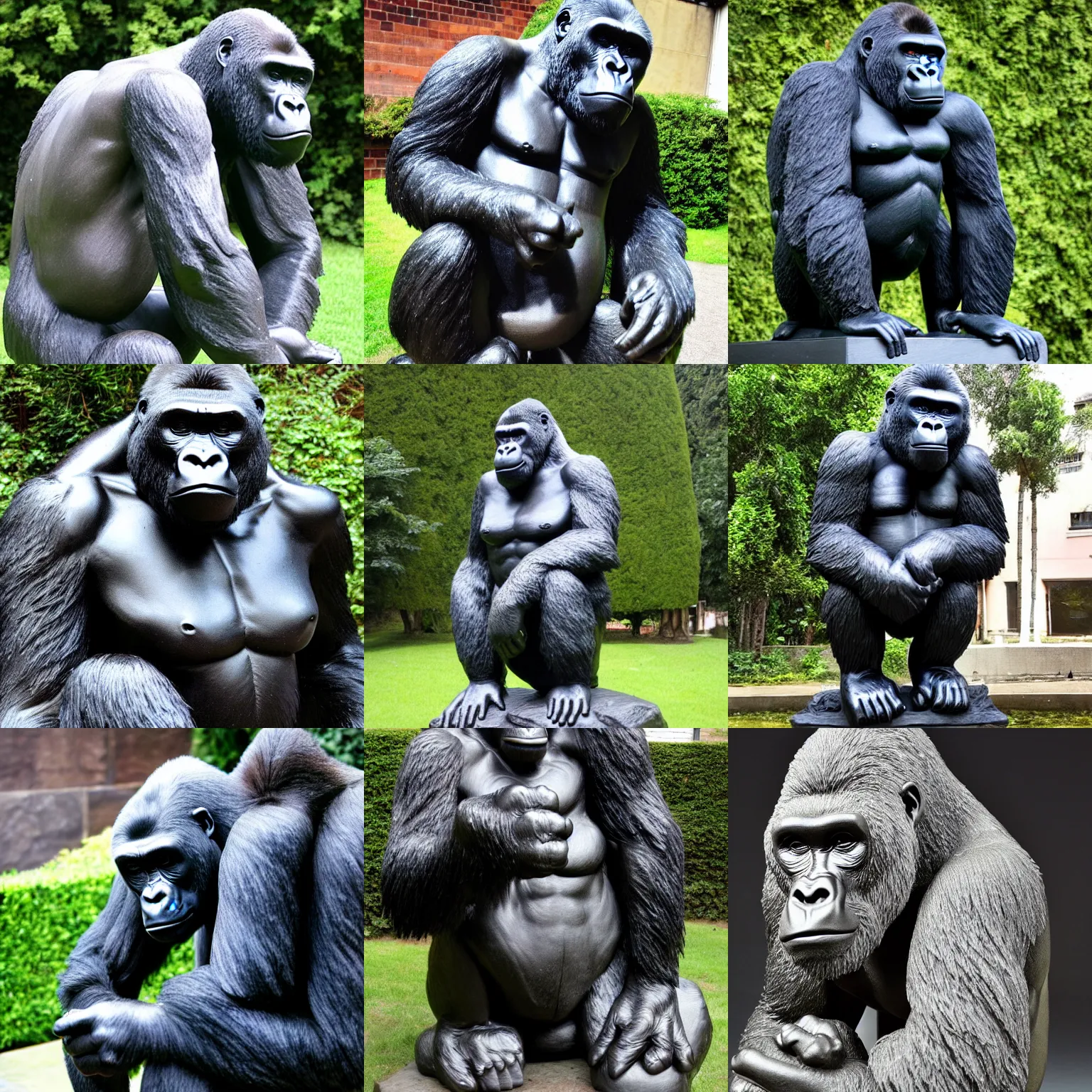 Prompt: a gorilla statue by michelangelo