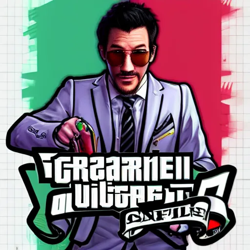 Prompt: Markiplier in a GTA 5 cover art style, highly detailed, trending on art station