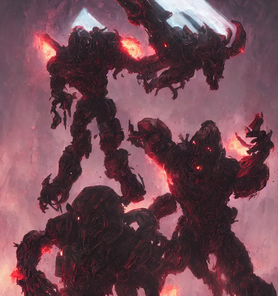 Image similar to doom 2 cyberdemon, by greg rutkowski