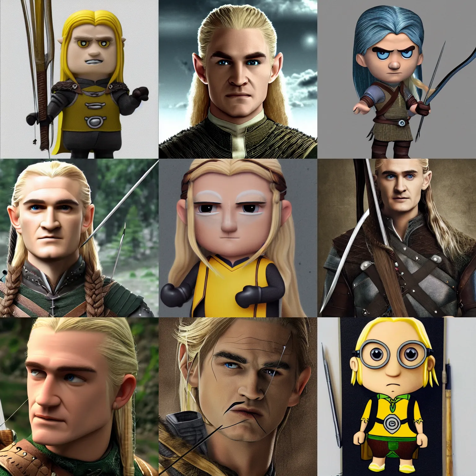 Prompt: legolas is a minion, intricate, 4k, photorealistic