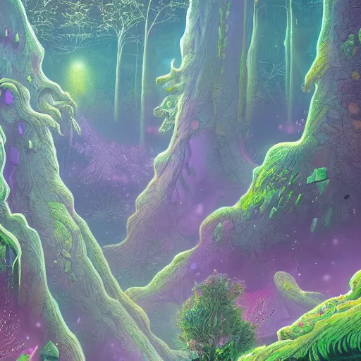 Image similar to a beautiful ultradetailed cosmic landscape of a magical forest, wallpaper, purple, blue, highly detailed, trending on artstation.
