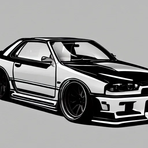 Image similar to sketches of a nissan skyline r 3 4 z tune b / w! dream