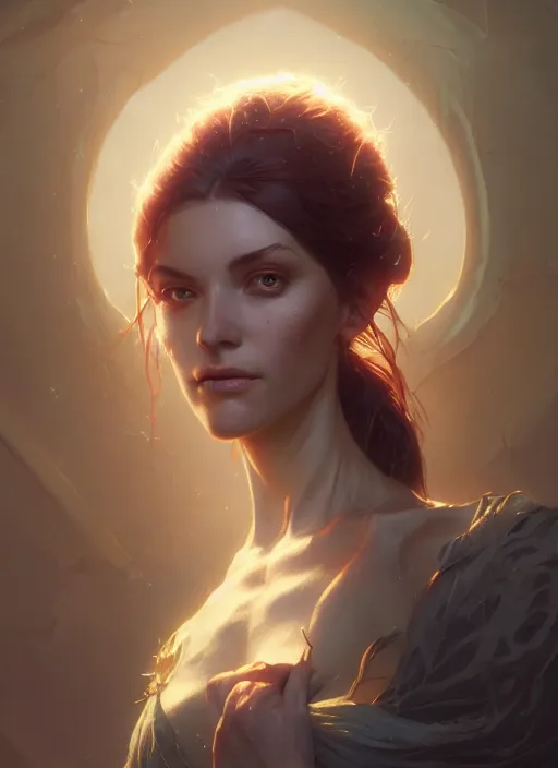 Image similar to Highly detailed necrotic portrait of a woman, Stephen Bliss, unreal engine, fantasy art by Greg Rutkowski, Loish, Rhads, Makoto Shinkai and Lois van baarle, ilya kuvshinov, rossdraws, Tom Bagshaw, global illumination, radiant light, detailed and intricate environment