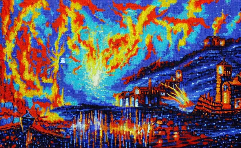 Image similar to pixel art oil painting made of steel