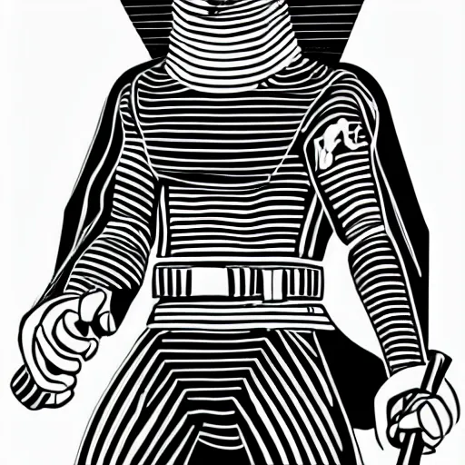 Prompt: kylo ren, ultra sharp lines, rubber hose animation, 4 k, cartoony, disney, black and white color