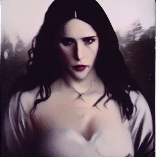 Prompt: polaroid of Hyper-real yennefer of vengerberg full body shot by Tarkovsky