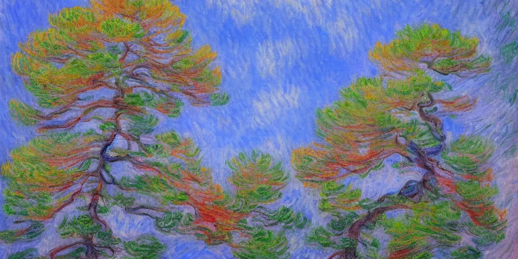 Prompt: single maple tree growing in grand canyon, stream, monet, highly detailed, masterpiece