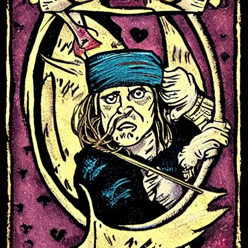 Prompt: tarot card of a pirate