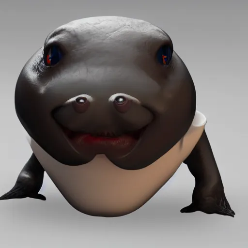 Image similar to blob fish wearing suit, artstation, 4k