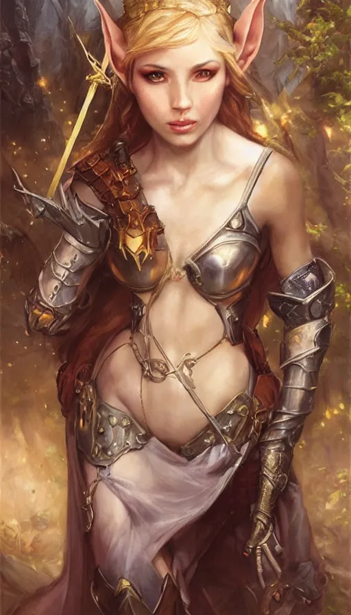 Image similar to fantasy dungeons & dragons portrait by Livia Prima,female elf,princess,beautiful,D&D,detailed,masterpiece,full body,single subject