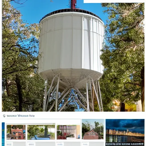 Image similar to AirBNB listing for the WB Watertower, website screenshot