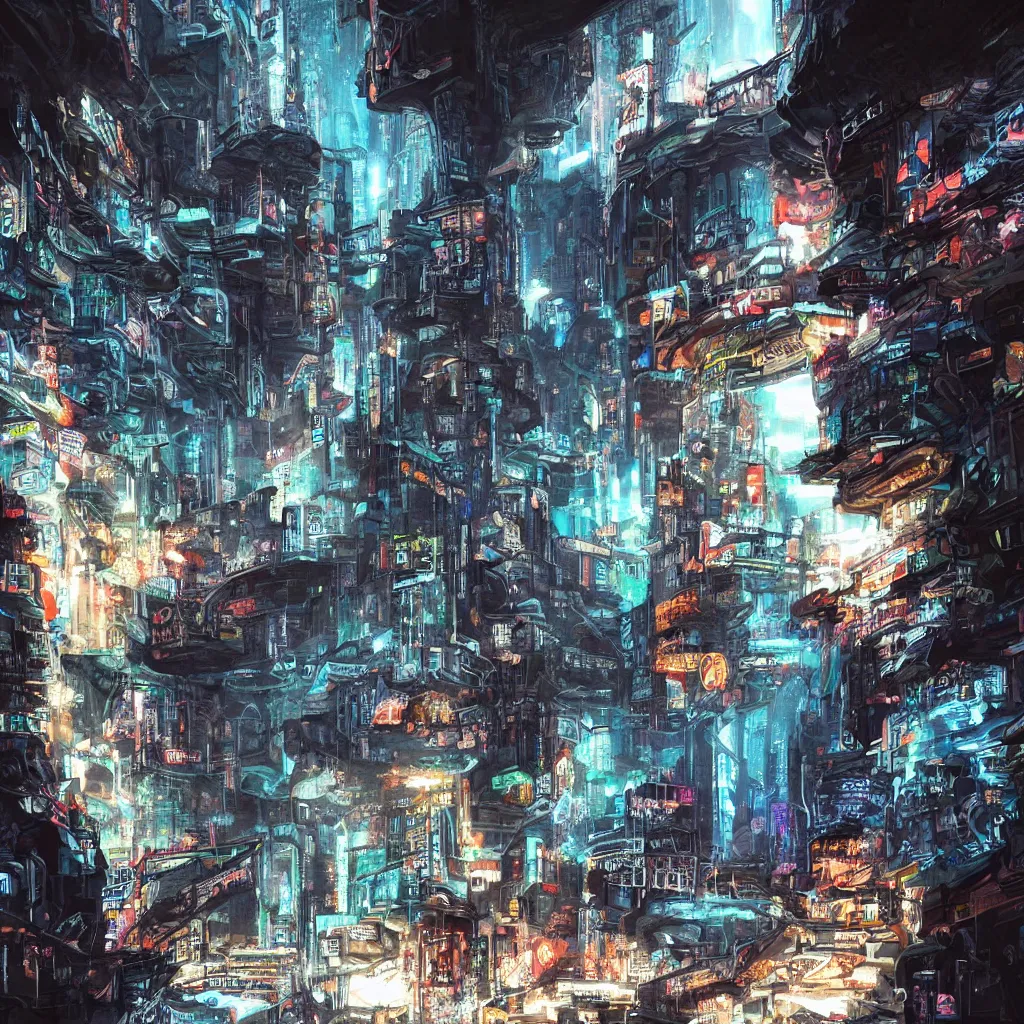 Image similar to a cave painting of a cyberpunk cave