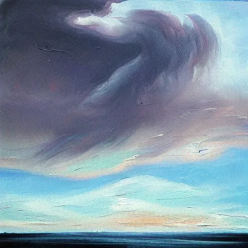 Prompt: “ oil panting of storm ”