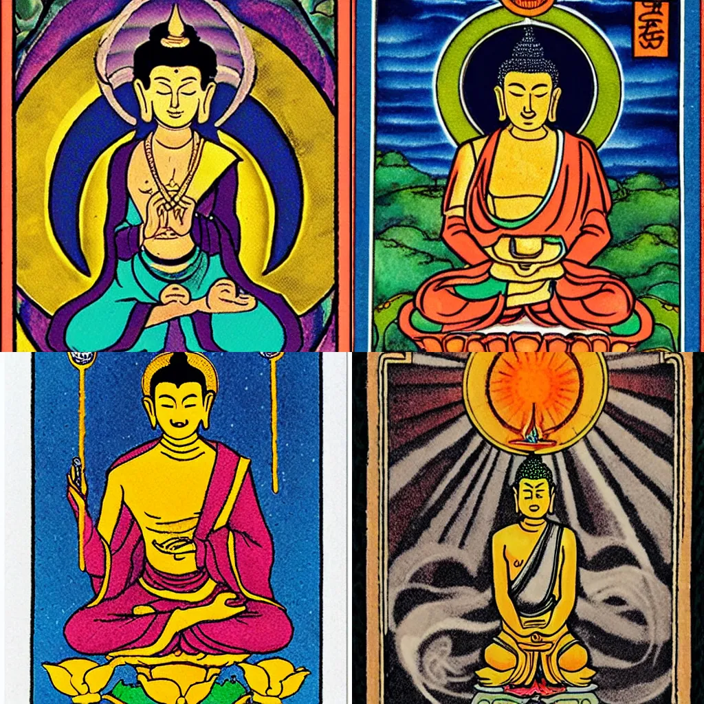 Prompt: buddhist tarot card