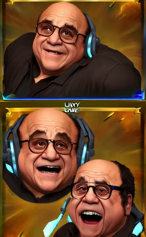 Image similar to Danny DeVito as a character in the game League of Legends, with a background based on the game League of Legends, detailed face, old 3d graphics