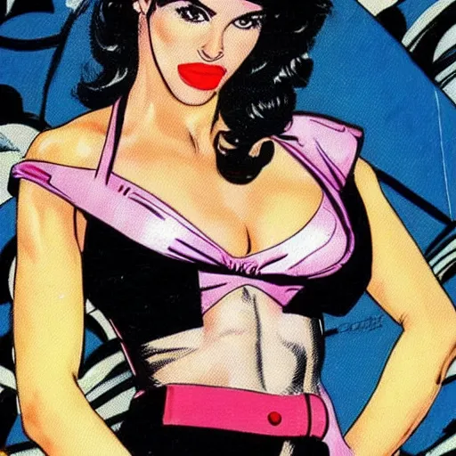 Image similar to a 1 9 8 0 s comic book painting of lisa rinna