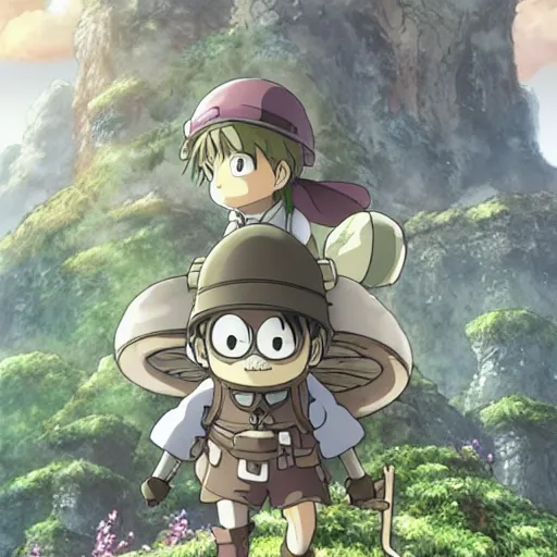 Image similar to made in abyss, illustrations in clear colors, animated film, by studio ghibli