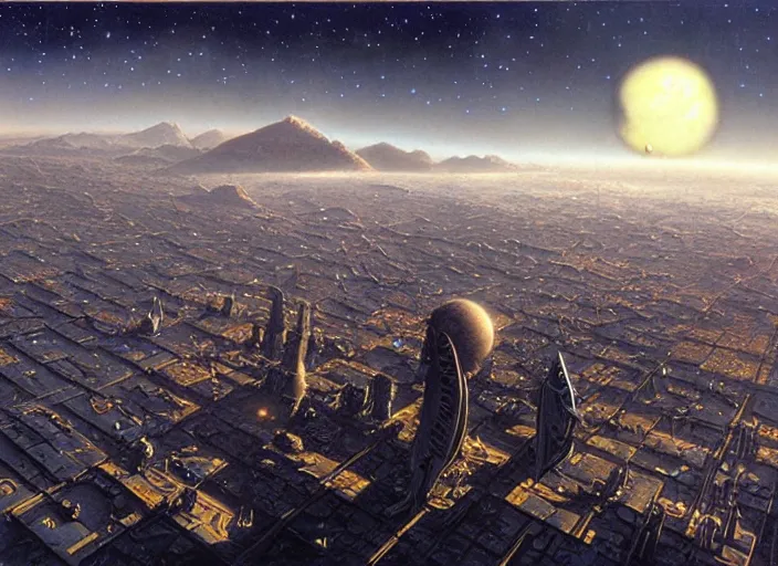 Image similar to the city and the stars, matte painting, peter elson, incredible detail