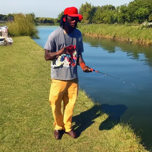 Prompt: chief keef fishing in balaton