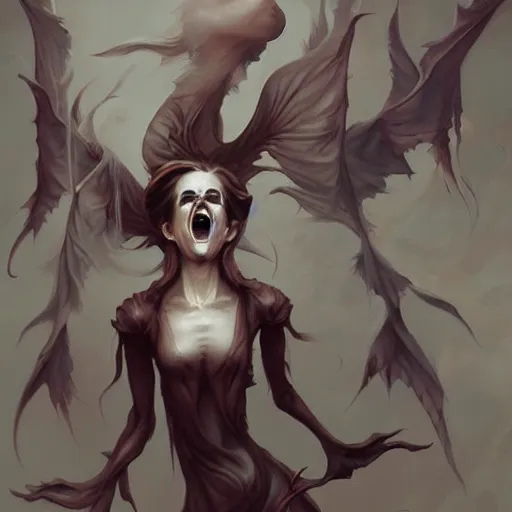 Image similar to emma watson demonic birth from insanity dimension by peter mohrbacher