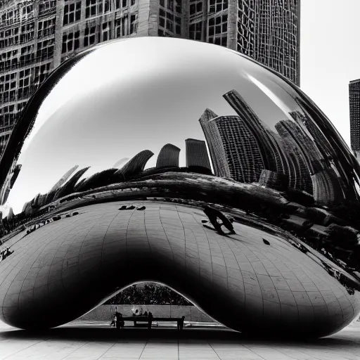 Image similar to the chicago bean as a black jelly bean, photography, kodak film, 5 0 mm