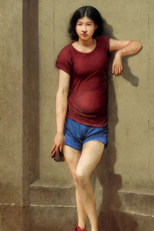 Prompt: Full-length portrait of a handsome!! young pregnant!! male on the streets of Hong Kong, wearing shorts, historically reliable photo chronicle, 1995, ultra detailed digital art, octane render, 4K, by John William Waterhouse and Edwin Longsden Long and Theodore Ralli and Nasreddine Dinet