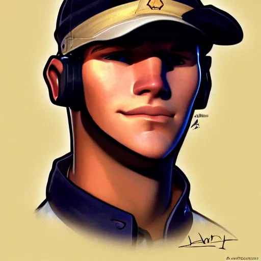 Prompt: portrait of scout from team fortress 2, unreal engine 5, trending on art station, by valve, by greg rutowski, by alphonse mucha, by stanley artgerm