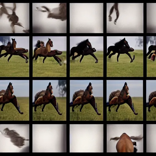 Prompt: 6 contiguous frames of a horse running from a video clip