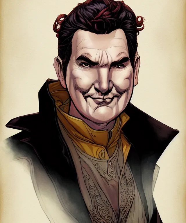 Prompt: a fantasy comic - style full portrait of a gambler who looks like norm macdonald, digital illustration by ken taylor and sana takeda and jenny frison, character design, concept art, fine inking lines, vivid colors, dnd, highly detailed!, hd, 4 k, trending on artstation
