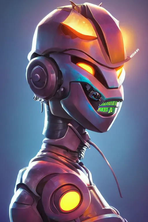 Image similar to epic mask helmet robot ninja portrait stylized as fornite style game design fanart by concept artist gervasio canda, behance hd by jesper ejsing, by rhads, makoto shinkai and lois van baarle, ilya kuvshinov, rossdraws global illumination radiating a glowing aura global illumination ray tracing hdr render in unreal engine 5