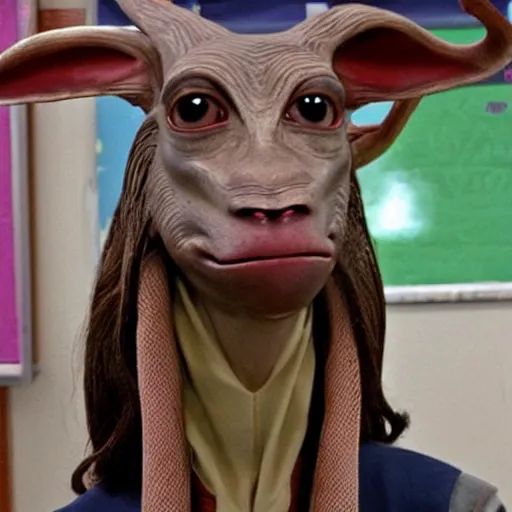 Prompt: jar jar binks in school