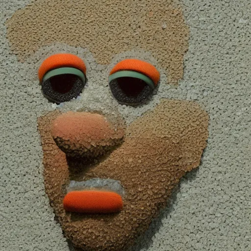 Prompt: portrait of a Homer Simpson made from sand and shattered glass